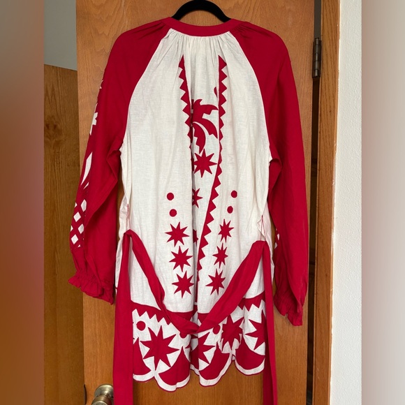 NWT Farm Rio Red white cut work minidress with optional sash Medium - Picture 3 of 8